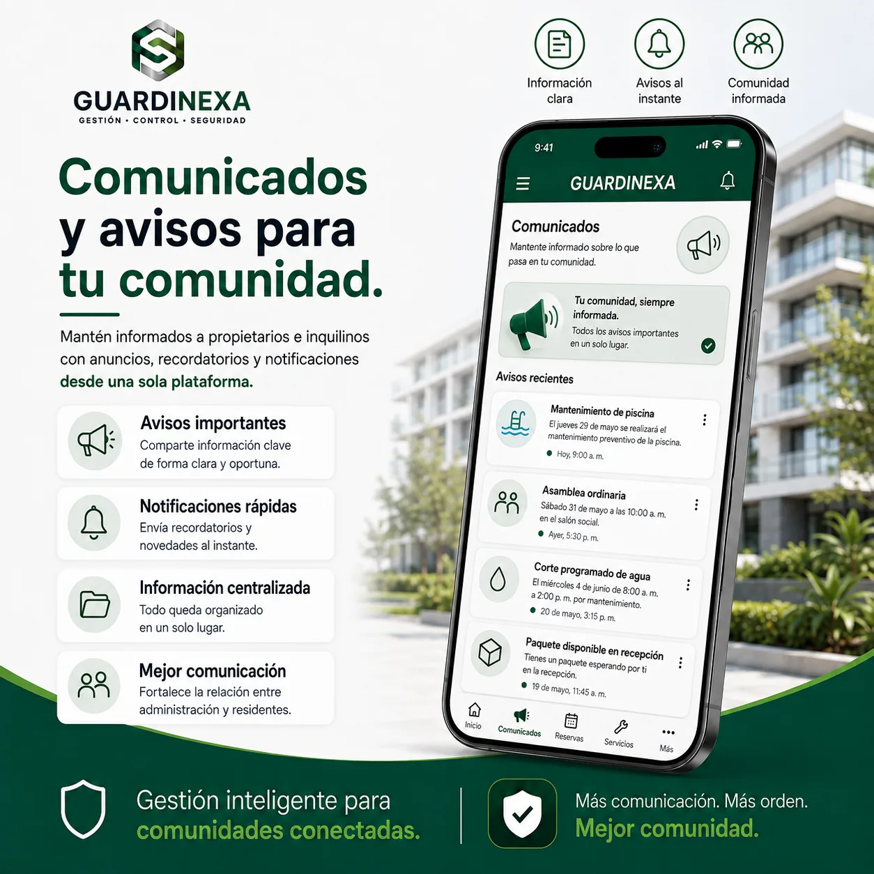 Comunicados para la comunidad en GUARDINEXA